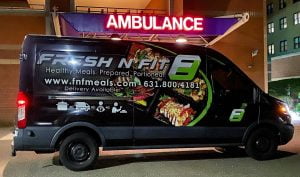 FNFMeals Van in front of St. Charles Hospital